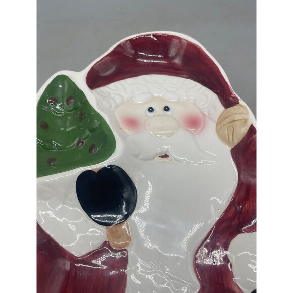 figi Christmas Santa tray plate serving tree 16x8" red white green boots READ - Picture 3 of 8